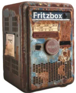 Alte Fritzbox mit Resetknopf bzw. Resetschalter